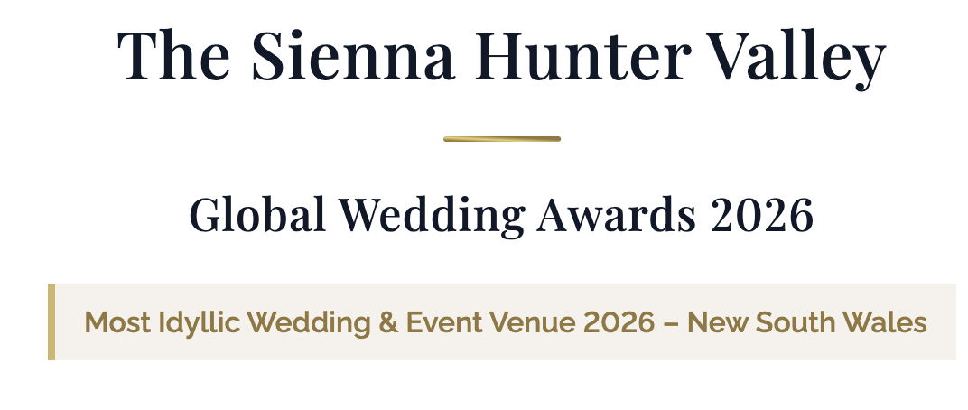 Global Wedding Awards 2026, Most Idyllic Wedding and Event Venue, New South Wales