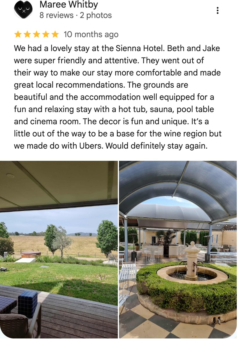 Five-star Google review from Maree Whitby