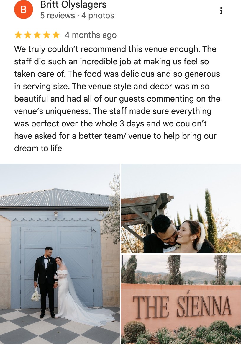 Five-star Google review from Britt Olyslagers